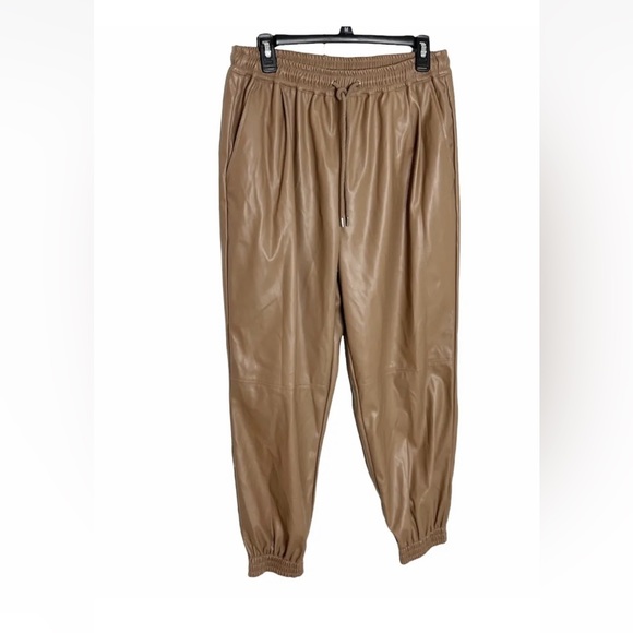 Women’s casual drawstring faux leather jogger pant with pockets Size XL NWT - Picture 2 of 5